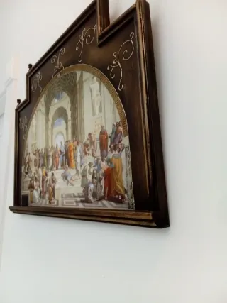 Retablo de madera Escuela de Atenas