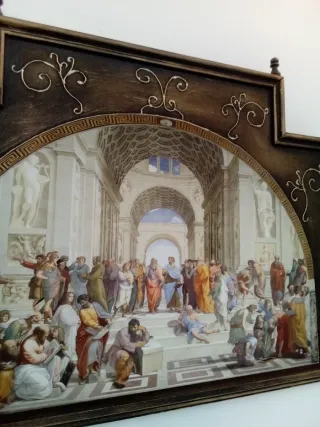 Retablo de madera Escuela de Atenas