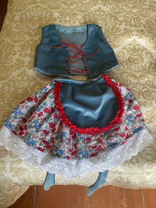 Disfraz Pastora Niña Azul Flores