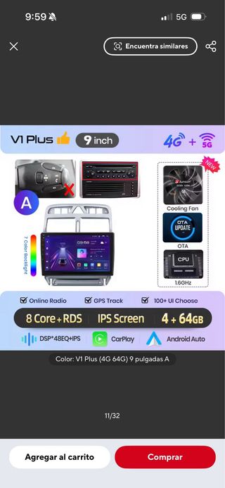 Radio Android 16 Peugeot 307 2002-2013