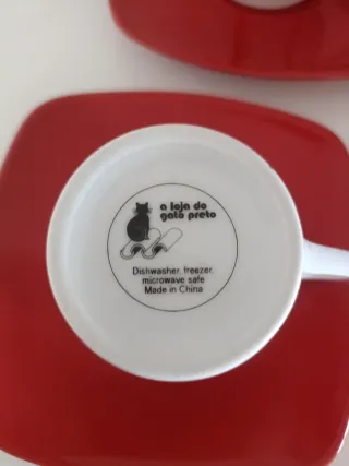 Juego 6 Tazas Café Porcelana Roja