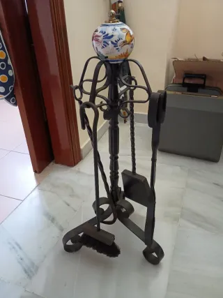 Set Utensilios Chimenea Metal Cerámica