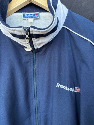 Giubbotto sportivo vintage Reebok blu e bianco
