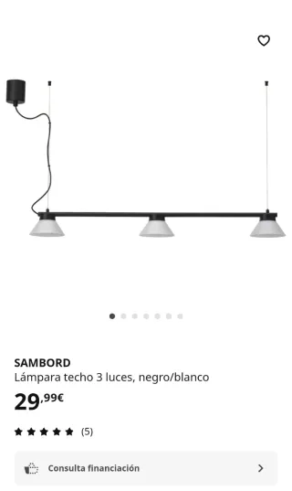 Lámpara techo colgante con 3 focos IKEA SAMBORD