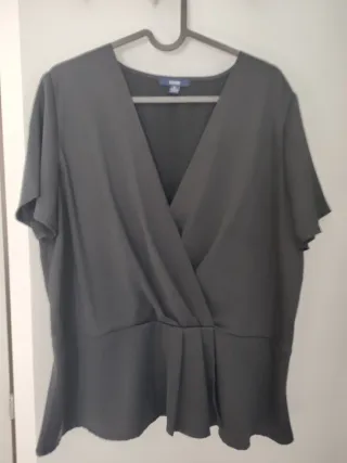 Camisa raso manga corta negra talla xl