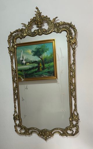 Mueble recibidor bronce y mármol