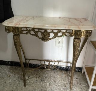 Mueble recibidor bronce y mármol