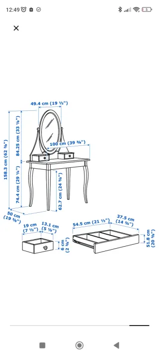 Tocador blanco con espejo Ikea