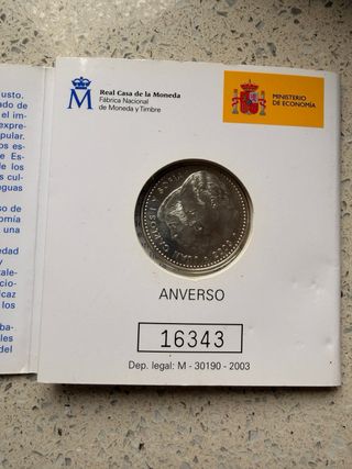 Cartera Moneda Plata 12€ 2003 XXV Const. Española