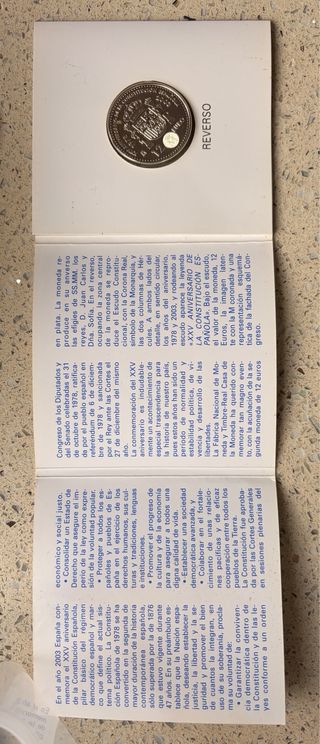 Cartera Moneda Plata 12€ 2003 XXV Const. Española