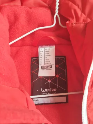 Mono de esquí infantil Wedze rojo