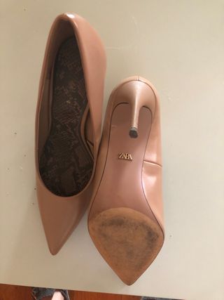 Zapatos tacón Zara, visón talla 40