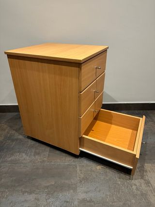 Cajonera de madera 4 cajones con ruedas