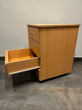Cajonera de madera 4 cajones con ruedas