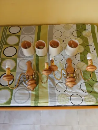 Lámpara de pared madera y latón Preciosas y bonita