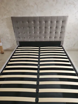 Cama canapé tapizada gris
