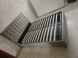 Cama canapé tapizada gris