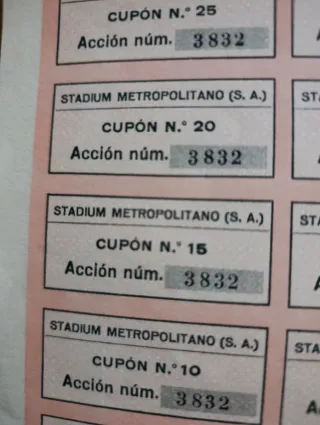 Acción Stadium Metropolitano 500 pesetas