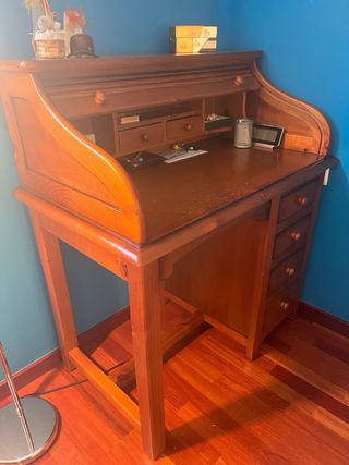 Escritorio secreter de madera pino con persiana