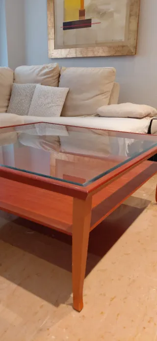 Mesa de centro de madera y cristal