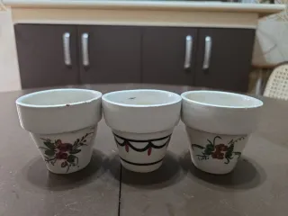Lote 10 Maceteros Pequeños Cerámica Decorados