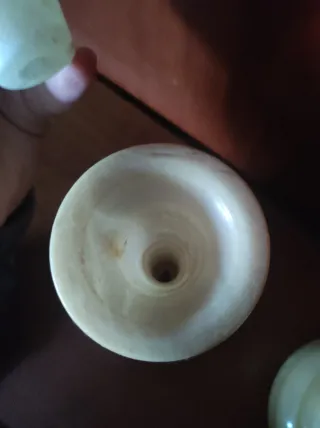 2 Figuras Decorativas Mármol Beige y Blanco