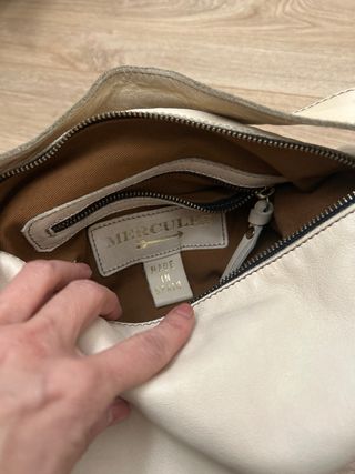 Bolso de piel Mercules beige y dorado