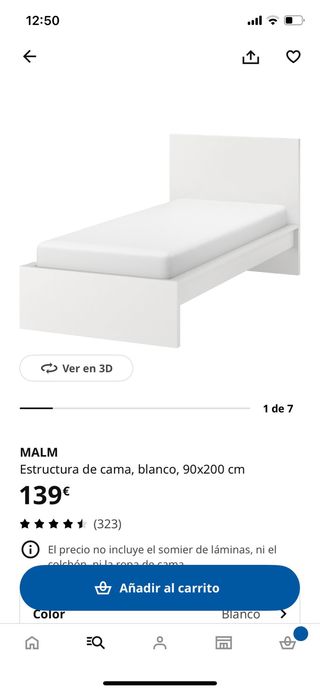 Cama individual IKEA blanca