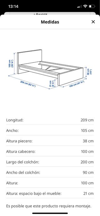 Cama individual IKEA blanca