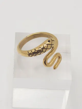 Anillo Serpiente Baño Oro Acero Quirúrgico