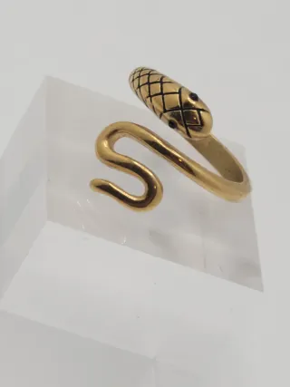 Anillo Serpiente Baño Oro Acero Quirúrgico