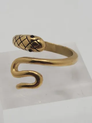Anillo Serpiente Baño Oro Acero Quirúrgico