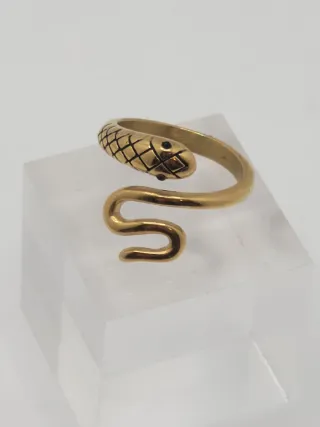 Anillo Serpiente Baño Oro Acero Quirúrgico