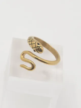 Anillo Serpiente Baño Oro Acero Quirúrgico