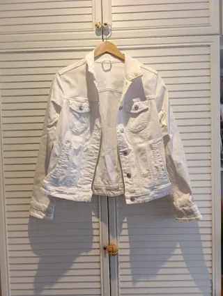 Cazadora vaquera blanca Mango Talla M