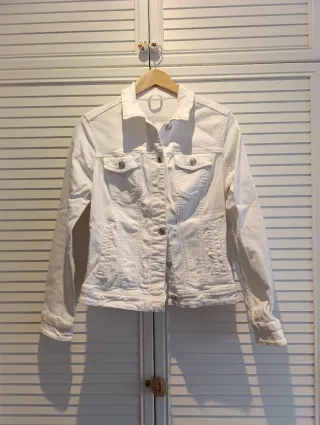 Cazadora vaquera blanca Mango Talla M