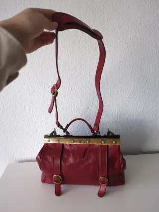 Bolso piel retro rojo
