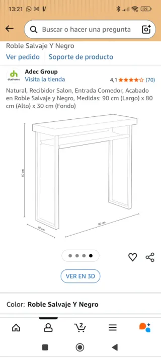 Mesa y colgador recibidor madera y metal negro