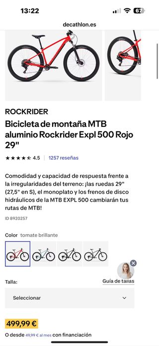 Bicicleta de Montaña rockrider PL500