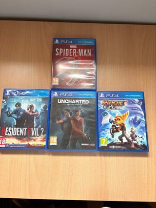Lote4 Juegos PS4: Ratchet, Resident Evil 2, Spide