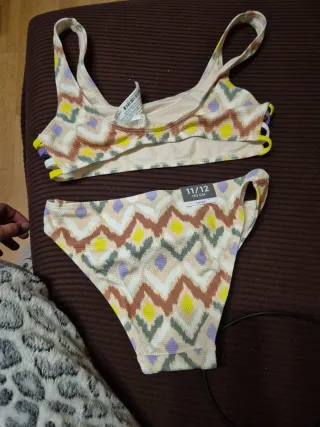Bikini niña 11/12 años estampado geométrico