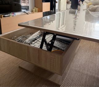 Mesa centro elevable madera y metal