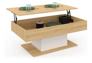 Mesa centro elevable madera y metal