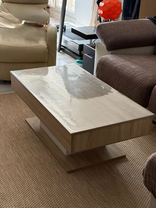 Mesa centro elevable madera y metal