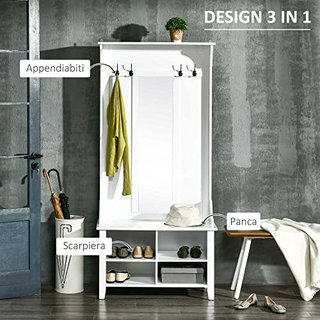 Appendiabiti Attaccapanni da Terra con Specchio Sc