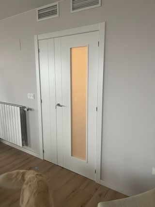 Puerta doble lacada blanca con cristal 104cm