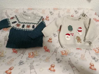 Lote 2 jerseys navideños bebé 2-3 meses