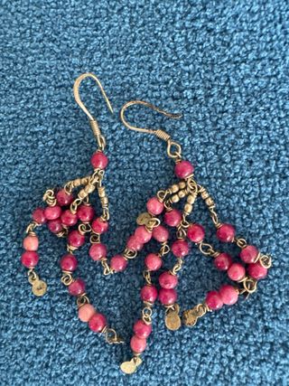 Coppia orecchini pendenti rosa e turchesi