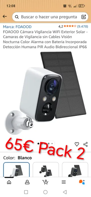 Cámaras Vigilancia FOAOOD Solar WiFi Pack 2
