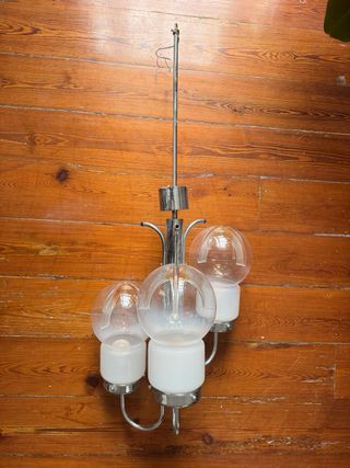 Lámpara Vintage Art Decó Cristal Metal